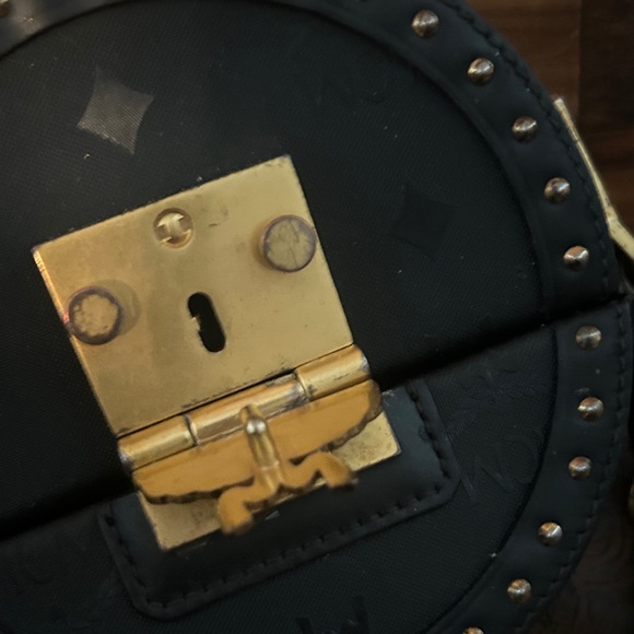 MCM Black and Gold Circular Crossbody Bag - Picture 5 of 7